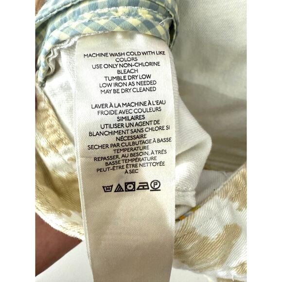 Maeve Anthropologie Gardeners Apron Shortalls Sz 10 Giraffe Print Beige Overall - Picture 10 of 10